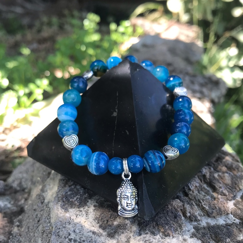 Blue Lace Agate Buddha Bracelet